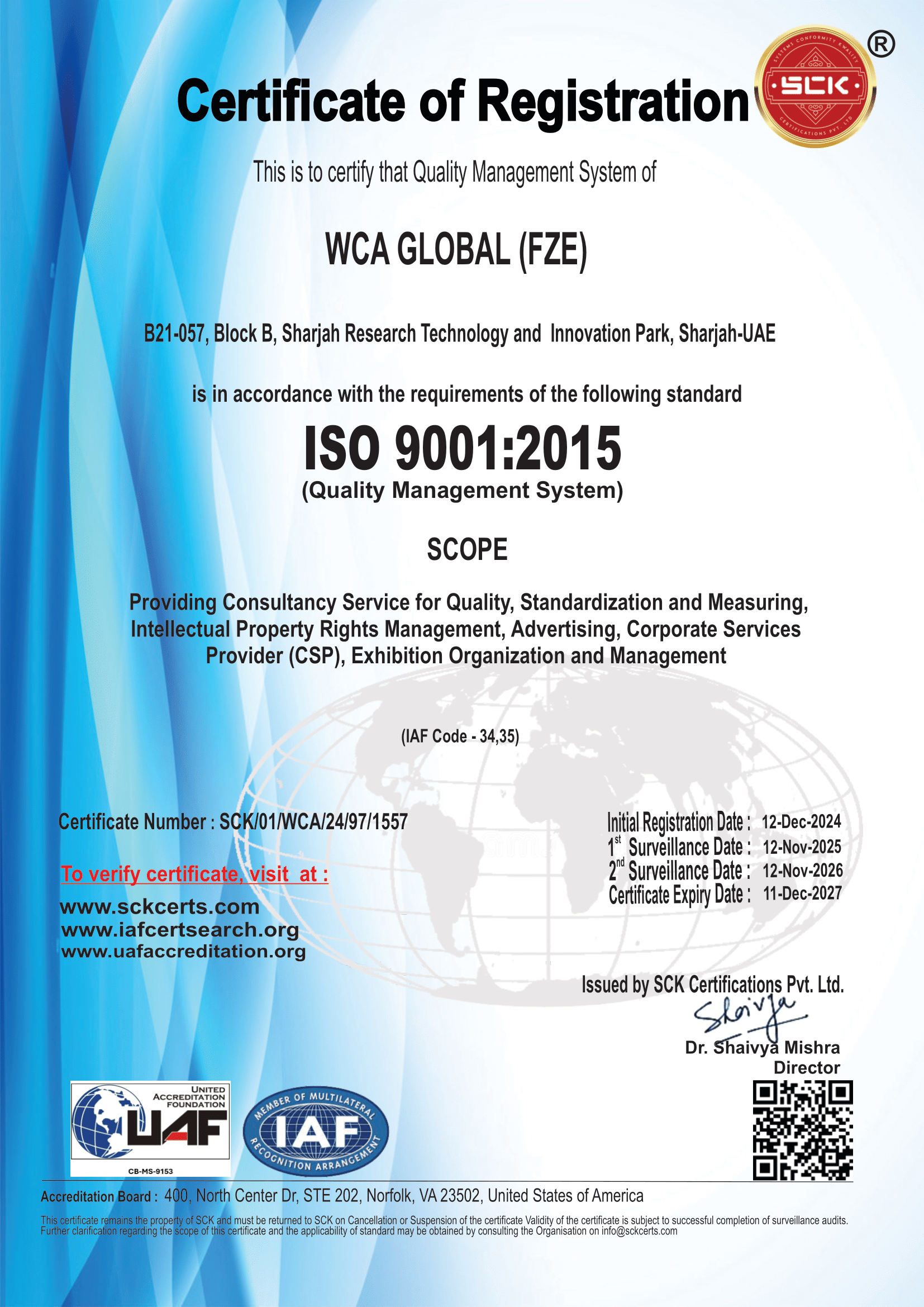 WCA GLOBAL™ Achieves ISO 9001:2015 Certification for Quality Management System